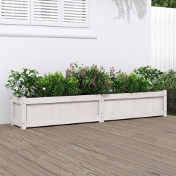 Jardinière blanc 180x31x31 cm bois de pin massif 