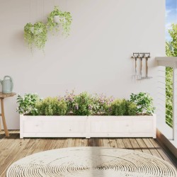 Jardinière blanc 180x31x31 cm bois de pin massif 
