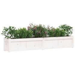 Jardinière blanc 180x31x31 cm bois de pin massif 
