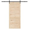 Porte coulissante Marron 90 x 208 cm Bois massif en pin 