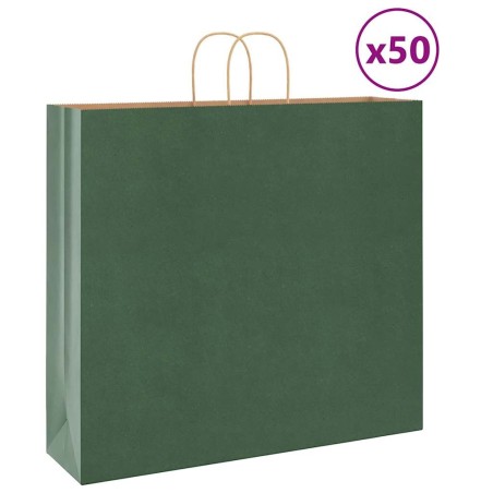 Sacs en papier 50 pcs avec poignées vert 54x15x49 cm 