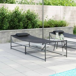 Chaise longue de jardin - Anthracite - 200x74x73 cm - Acier & Textilène 