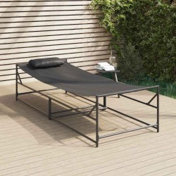 Chaise longue de jardin - Anthracite - 200x74x73 cm - Acier & Textilène 