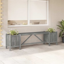 Banc de jardin avec 2 jardinières 150 cm bois d'acacia gris 