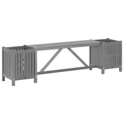 Banc de jardin avec 2 jardinières 150 cm bois d'acacia gris 