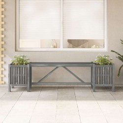 Banc de jardin avec 2 jardinières 150 cm bois d'acacia gris 