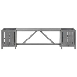 Banc de jardin avec 2 jardinières 150 cm bois d'acacia gris 