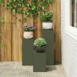 Supports de Plante d'Extérieur Pilier 3 pcs Acier Vert Olive 