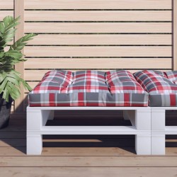 Coussin de palette motif à carreaux rouge 80x80x12 cm tissu 