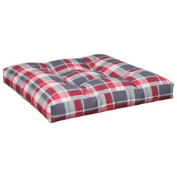 Coussin de palette motif à carreaux rouge 80x80x12 cm tissu 