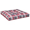 Coussin de palette motif à carreaux rouge 80x80x12 cm tissu 