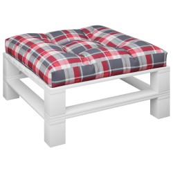 Coussin de palette motif à carreaux rouge 80x80x12 cm tissu 