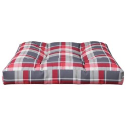 Coussin de palette motif à carreaux rouge 80x80x12 cm tissu 