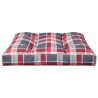Coussin de palette motif à carreaux rouge 80x80x12 cm tissu 
