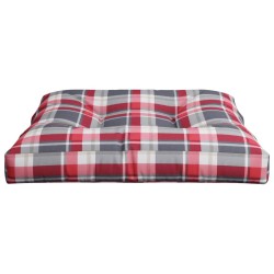 Coussin de palette motif à carreaux rouge 80x80x12 cm tissu 
