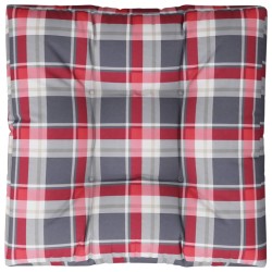 Coussin de palette motif à carreaux rouge 80x80x12 cm tissu 