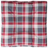 Coussin de palette motif à carreaux rouge 80x80x12 cm tissu 