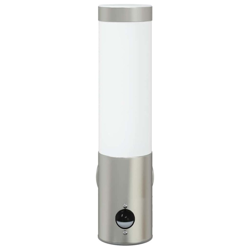 Applique murale extérieure avec capteur en acier inoxydable argent IP44 