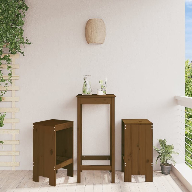 Tabourets lot de 2 marron miel 40x36x75 cm bois massif de pin 