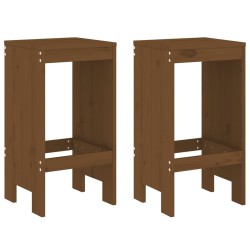 Tabourets lot de 2 marron miel 40x36x75 cm bois massif de pin 