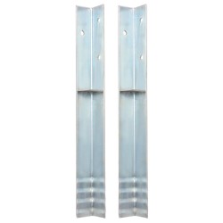 Piquet de sol en forme de L 2 pcs Acier galvanisé 5 x 5 x 50 cm 