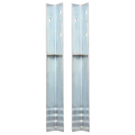 Piquet de sol en forme de L 2 pcs Acier galvanisé 5 x 5 x 50 cm 