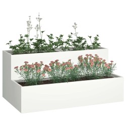 Pot de jardin 2 niveaux 100x60x45 cm Acier blanc 