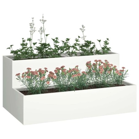 Pot de jardin 2 niveaux 100x60x45 cm Acier blanc 