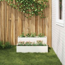Pot de jardin 2 niveaux 100x60x45 cm Acier blanc 