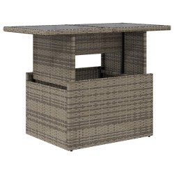 Table de jardin dessus en verre gris 100x55x73cm résine tressée 