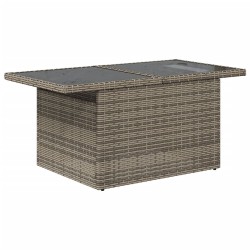 Table de jardin dessus en verre gris 100x55x73cm résine tressée 
