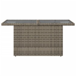 Table de jardin dessus en verre gris 100x55x73cm résine tressée 
