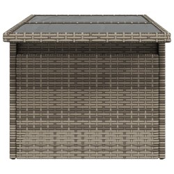 Table de jardin dessus en verre gris 100x55x73cm résine tressée 