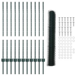 Set de clôtures de jardin Lot de 2 Vert Métal 25 x 1 m Durable 
