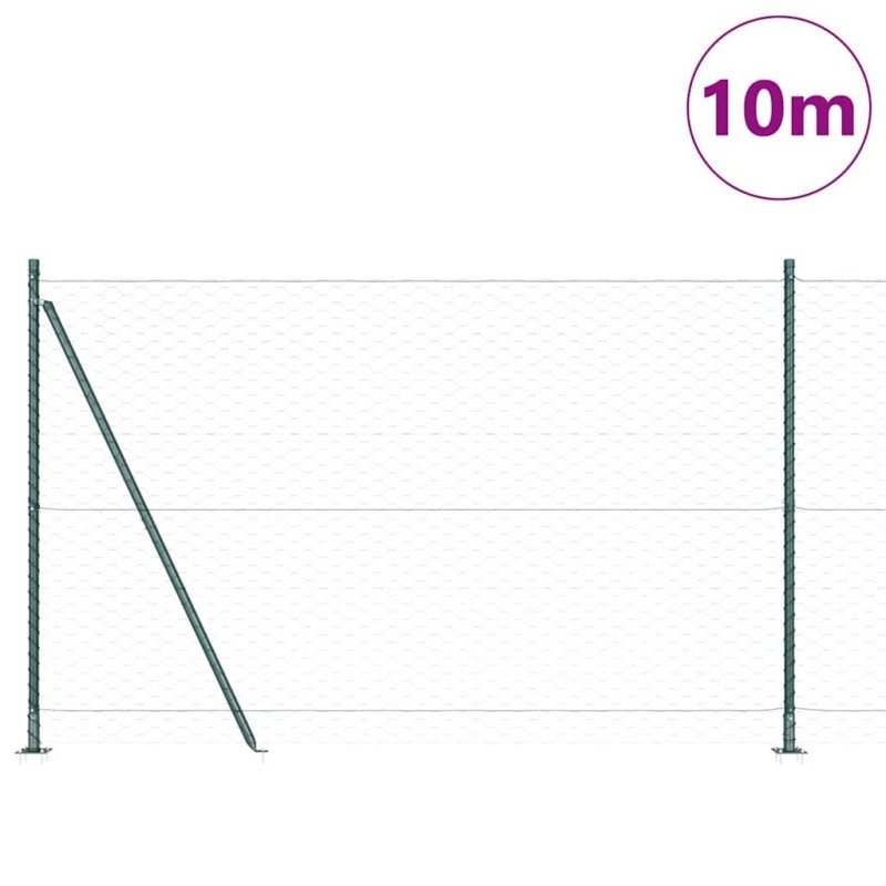 Clôture hexagonale verte 1,4x10 m acier 