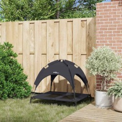 Lit pour Chien Surélevé avec Toit Amovible Noir L Acier 