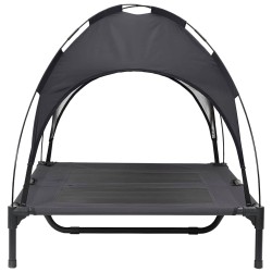 Lit pour Chien Surélevé avec Toit Amovible Noir L Acier 