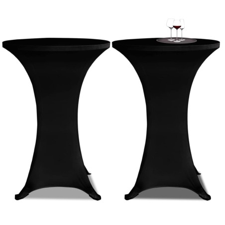 Housse de table Ø 70 cm Noir extensible 2 pcs 