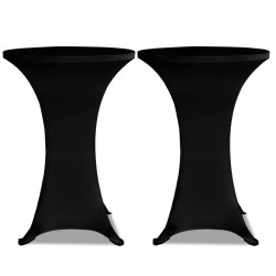 Housse de table Ø 70 cm Noir extensible 2 pcs 
