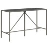 Table de bar et dessus en verre gris 180x70x110 cm poly rotin 