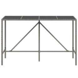 Table de bar et dessus en verre gris 180x70x110 cm poly rotin 