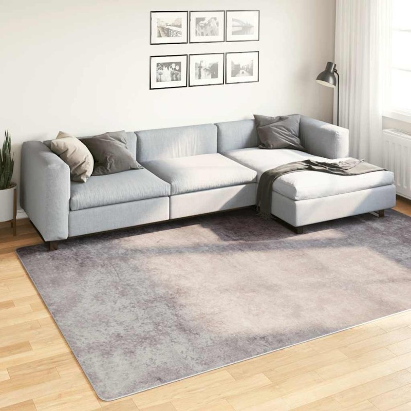 Tapis lavable antidérapant 190x300 cm gris 