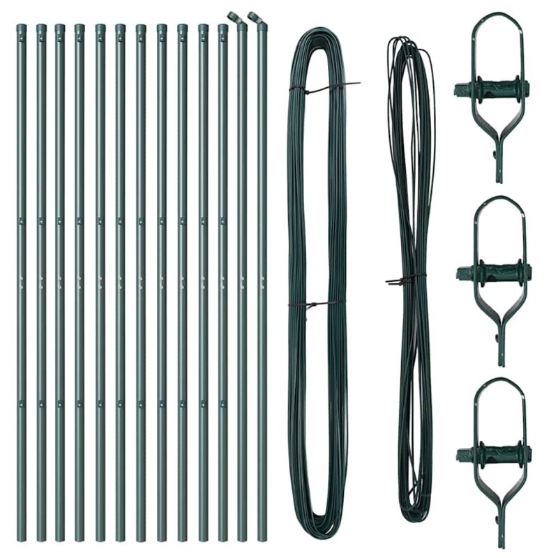 Set de poteaux de clôture 13 pcs Vert Ø32mm 160 cm Métal 