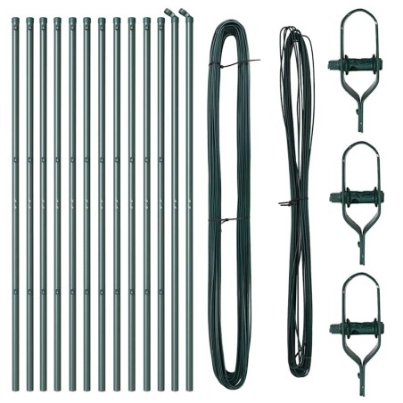 Set de poteaux de clôture 13 pcs Vert Ø32mm 160 cm Métal 