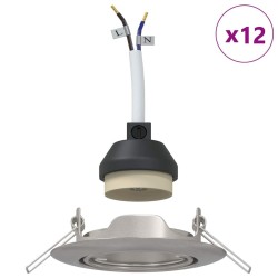 Spots encastrés 12 pcs Ronds GU10 Argent Ø90 mm Acier 