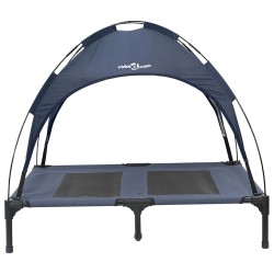 Lit de chien surélevé avec toit amovible Bleu marine L Acier 