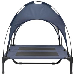 Lit de chien surélevé avec toit amovible Bleu marine L Acier 