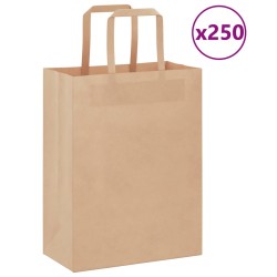 Sacs en papier 250 pcs avec poignées marron 21x11x28 cm 