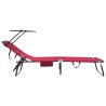 Chaises longues pliantes 2 pcs avec auvent rouge en tissu Oxford 600D 