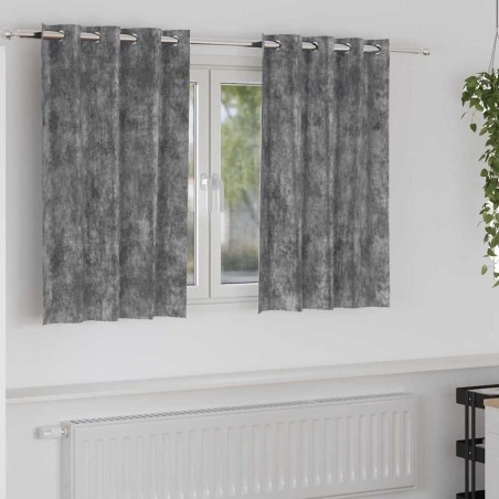 Rideaux en velours 2 pièces œillets gris 140x140 cm 